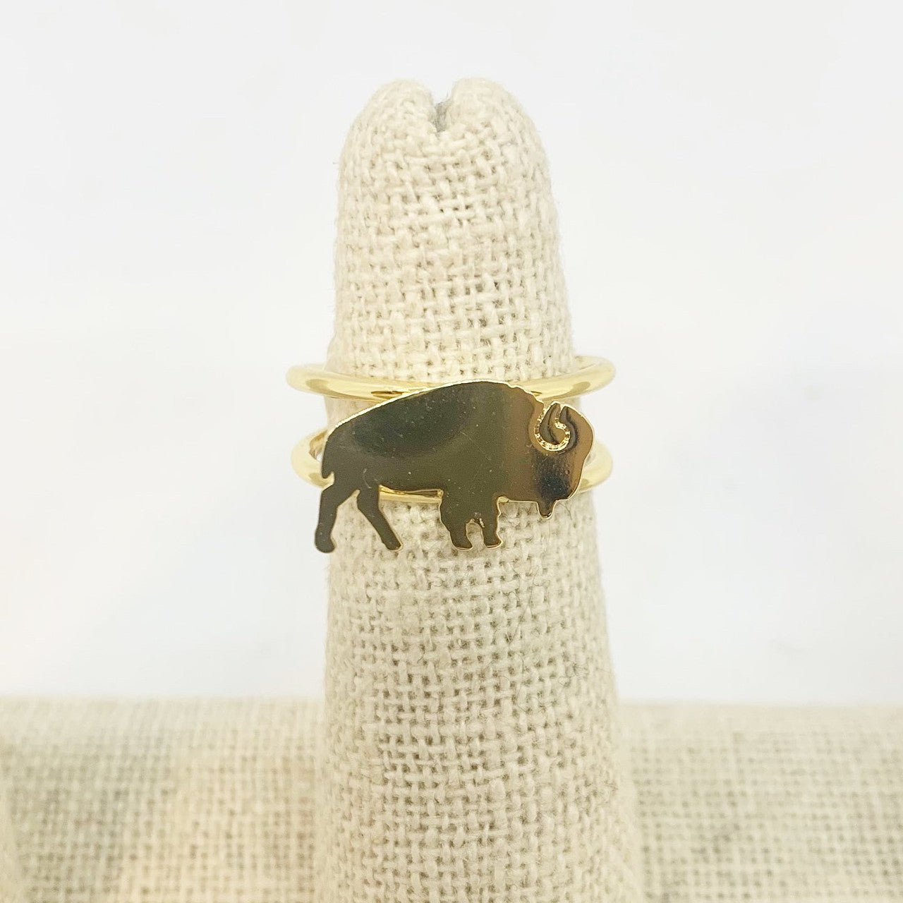 Gold Standing Buffalo Ring