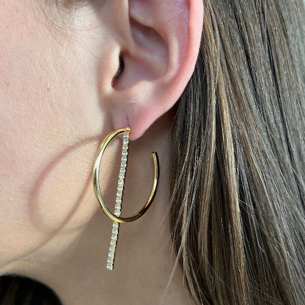 Sparkle Chain Hoop Earring