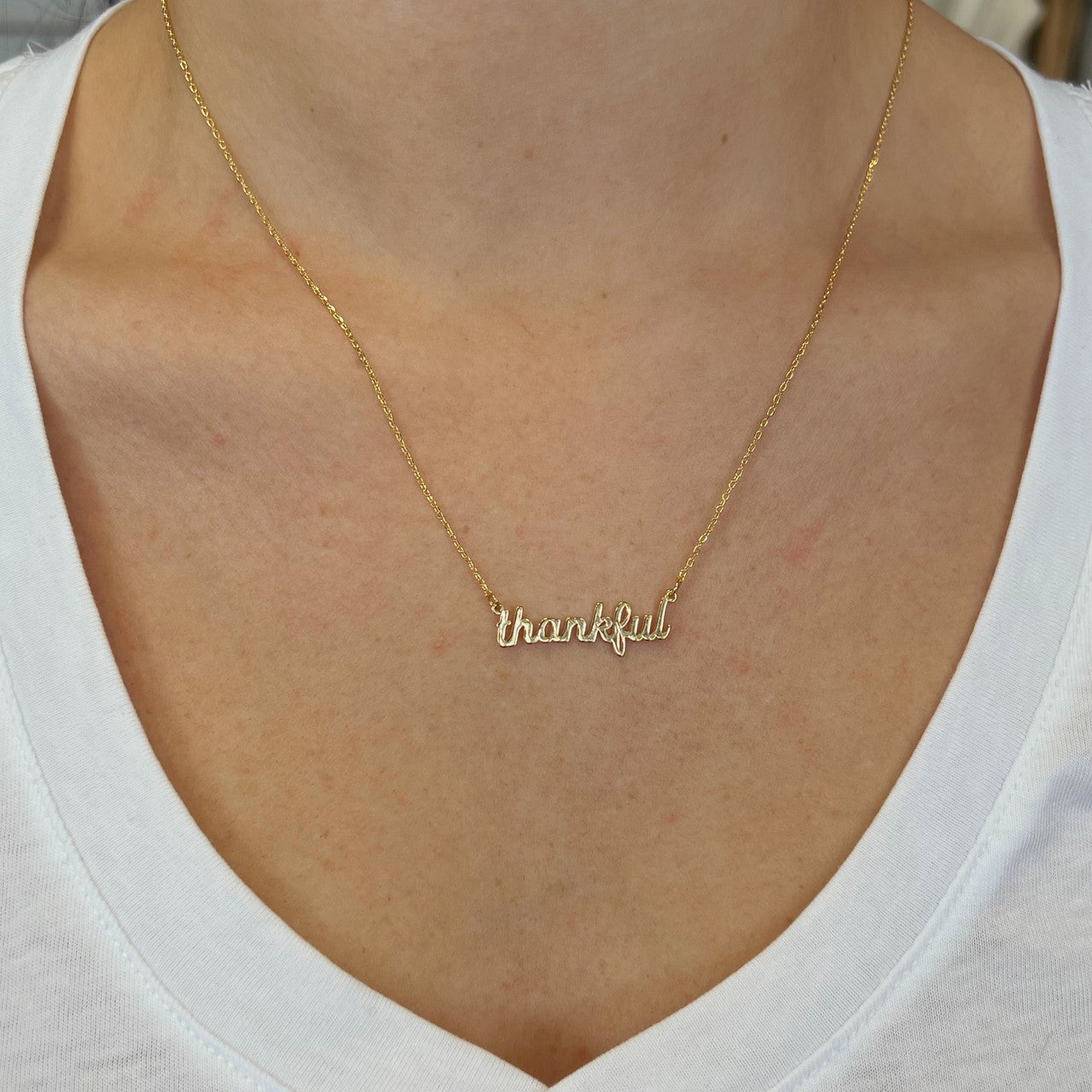 Thankful Script Necklace