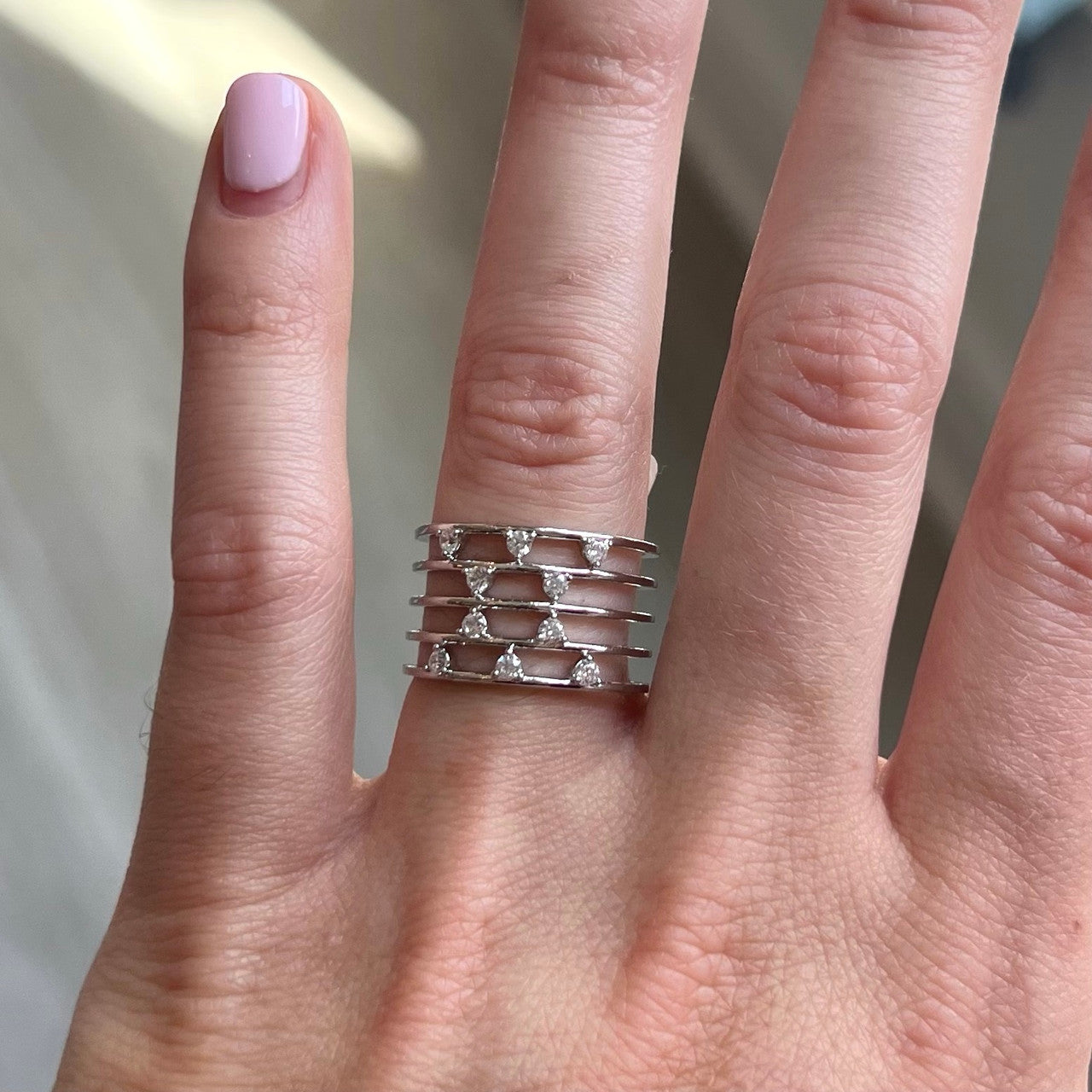 5 Line Wide Ring Silver