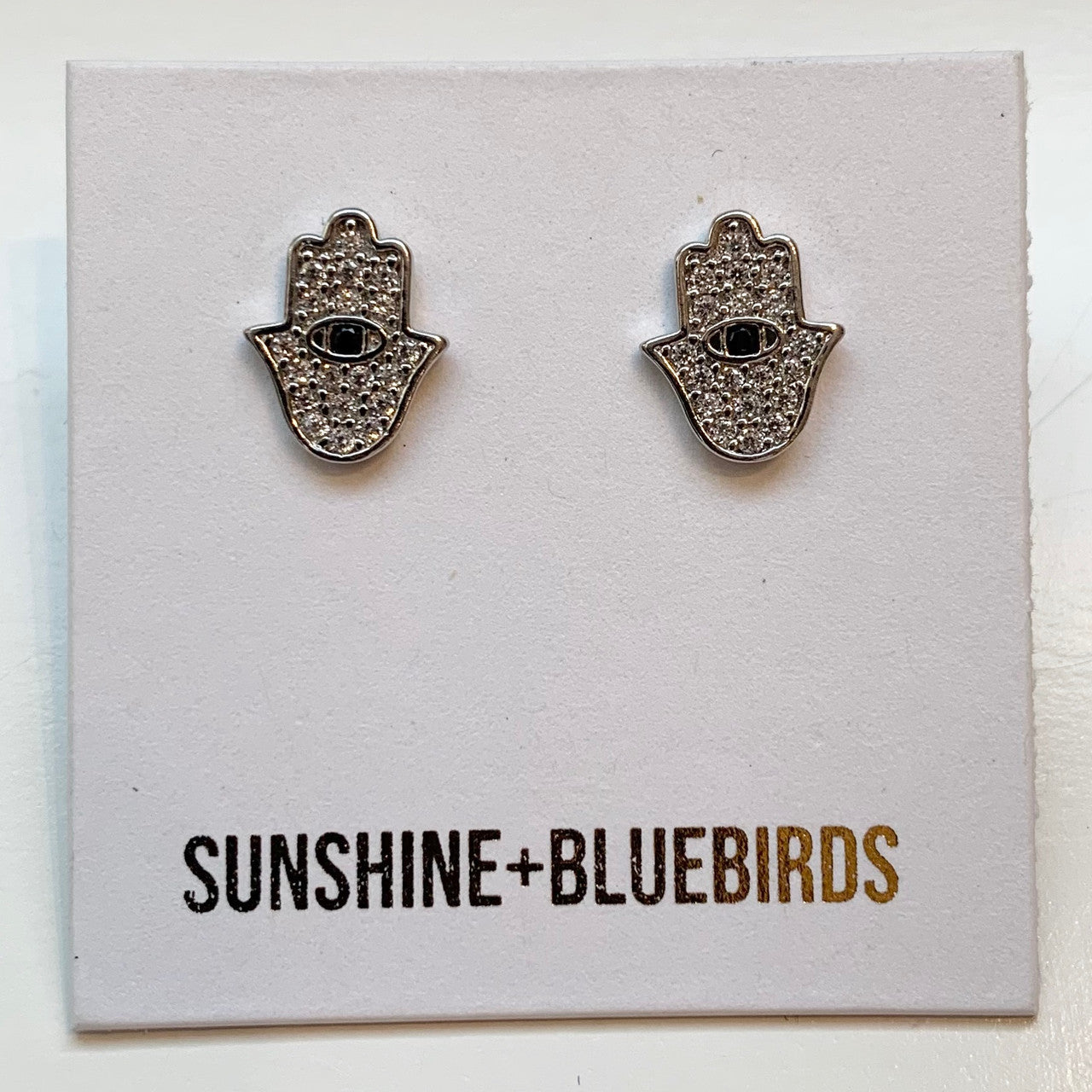 Crystal Hamsa Stud Silver