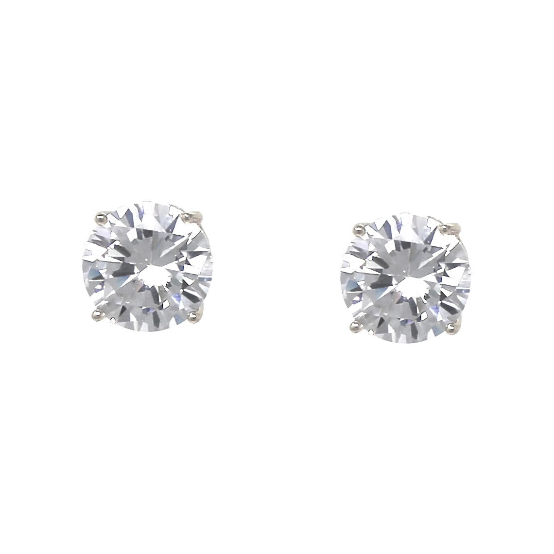 8mm Round Crystal Stud Silver