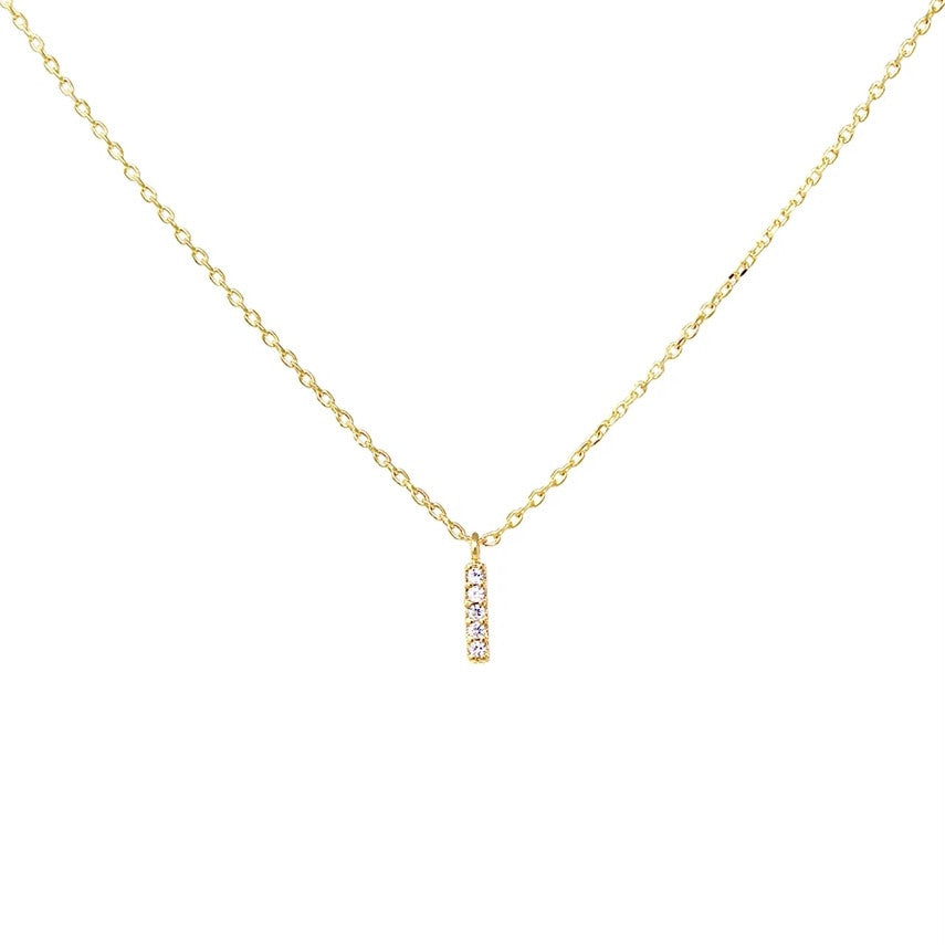 Crystal I Necklace Gold