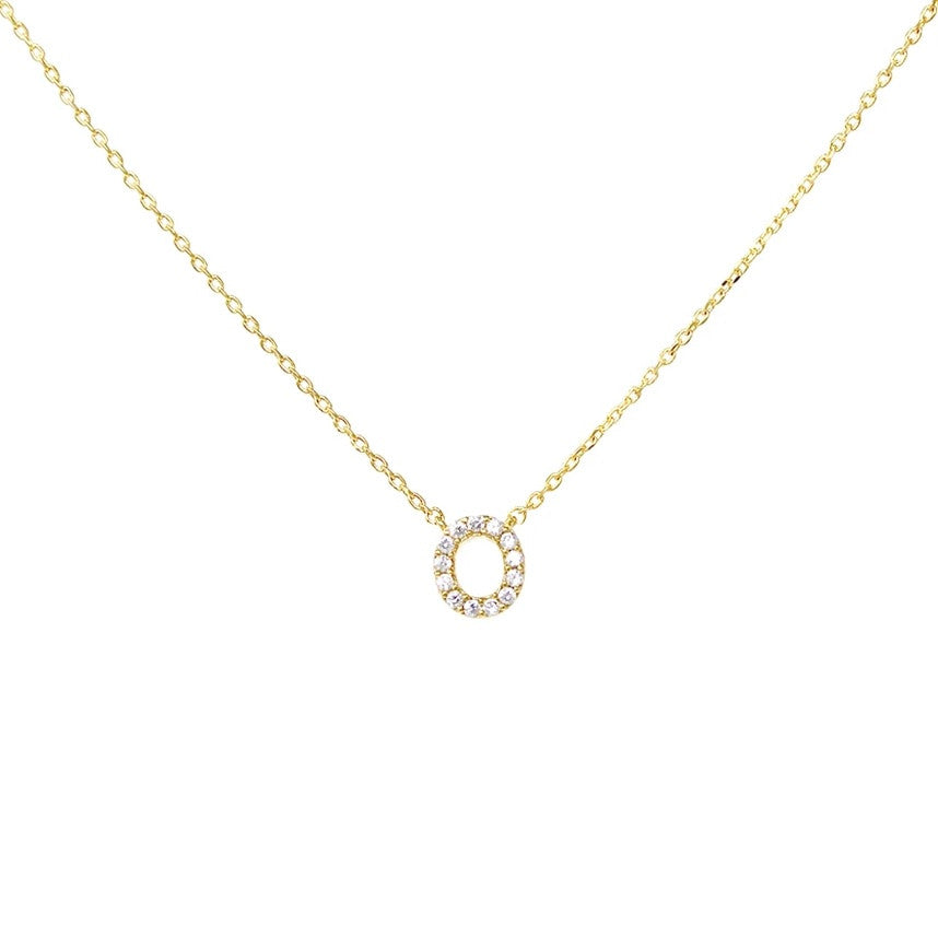 Crystal O Necklace Gold