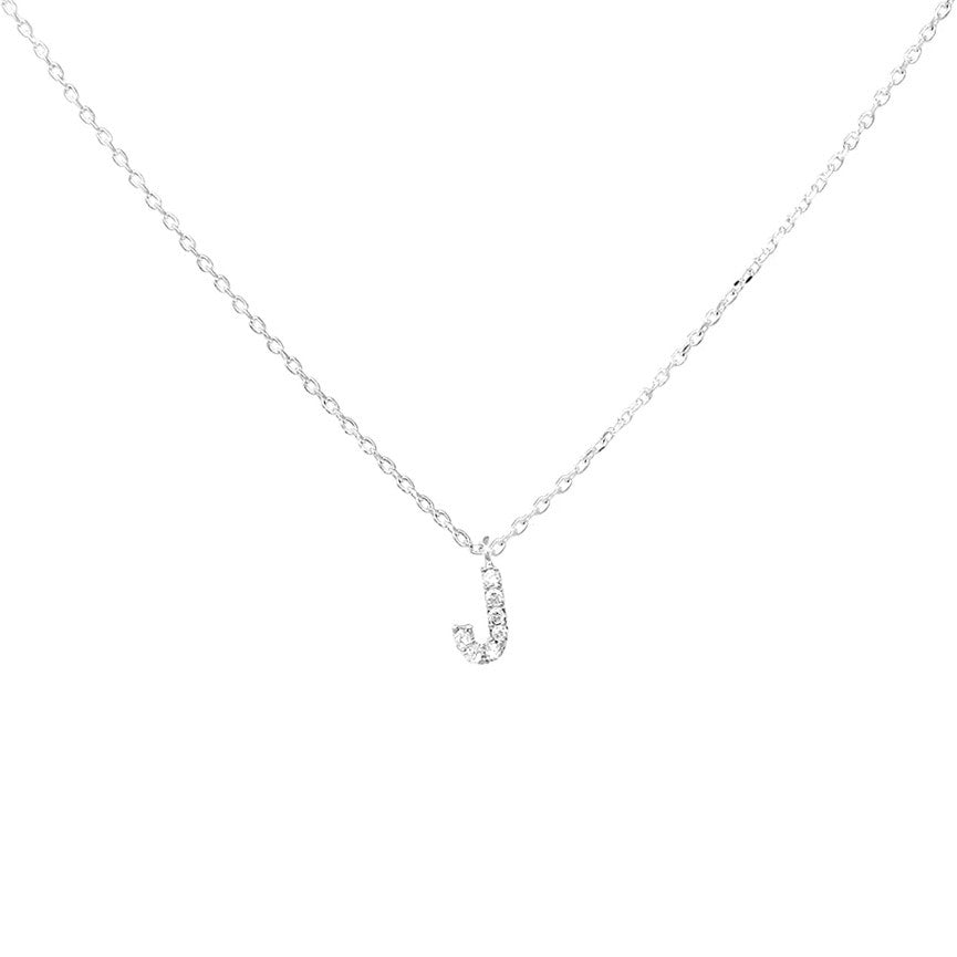 Crystal J Necklace Silver