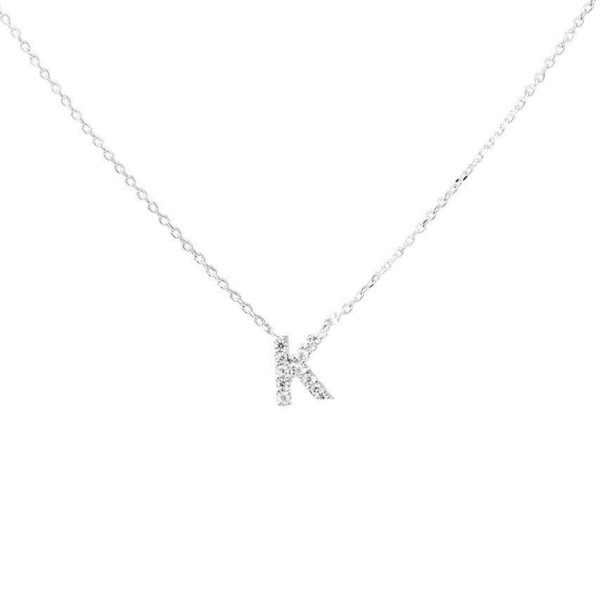 Crystal K Necklace Silver