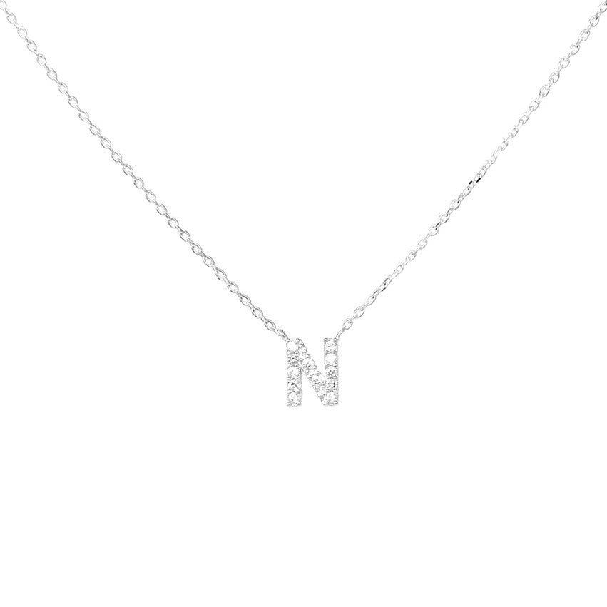 Crystal N Necklace Silver