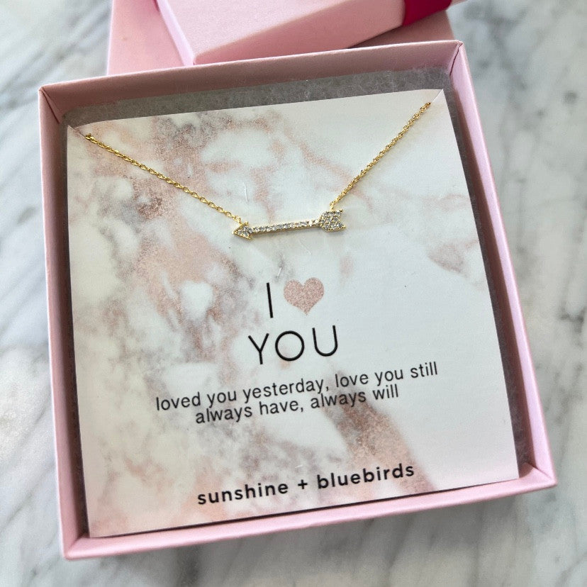 Gold Crystal Arrow Necklace