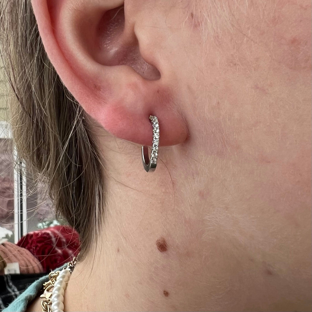 Silver Mini Crystal Hoop