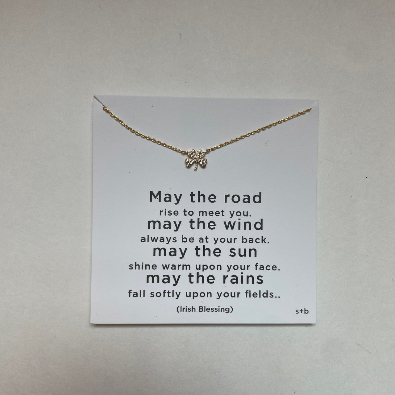 Crystal Clover Irish Necklace Gold