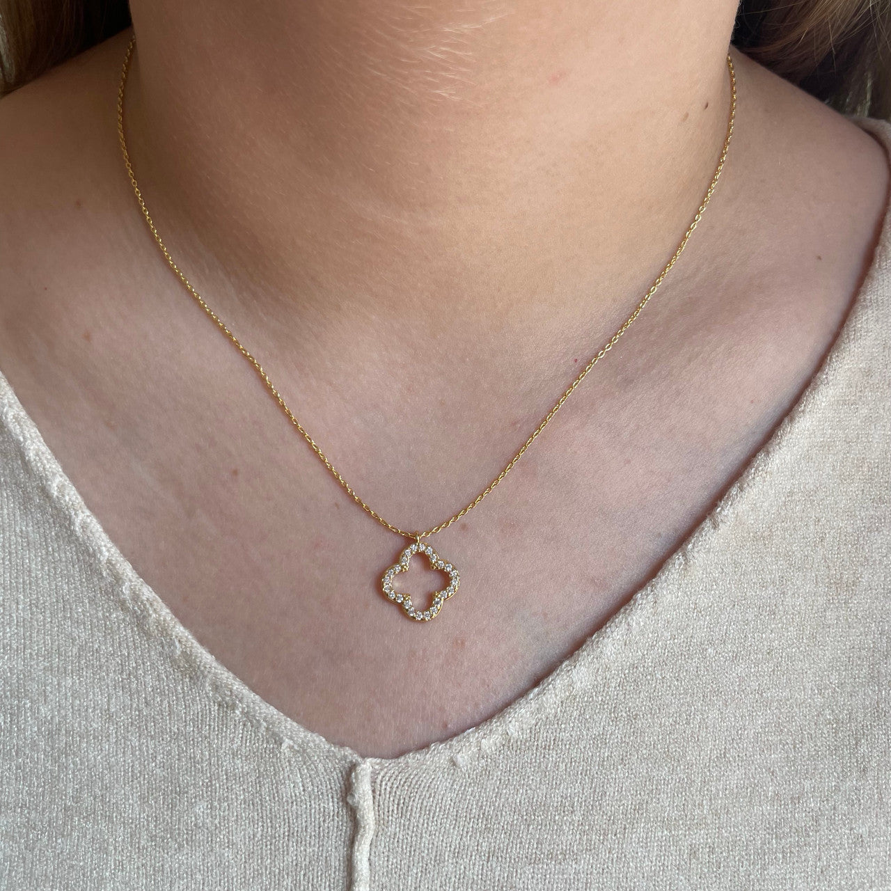 Open Gold Alhambra Necklace