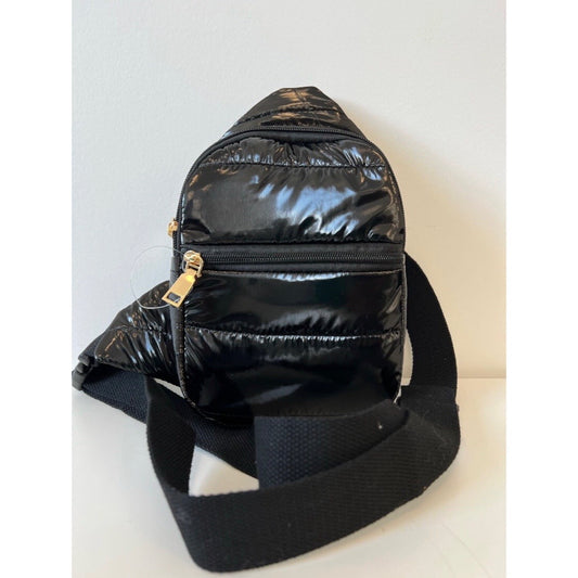 Glossy Black Puff Sling Bag