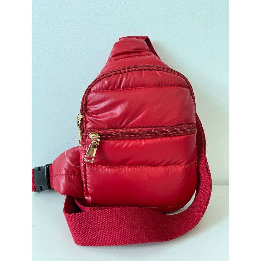 Red Puff Sling Bag Sunshine and Bluebirds