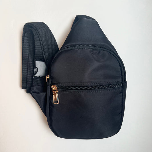 Nylon Sling Bag in Black