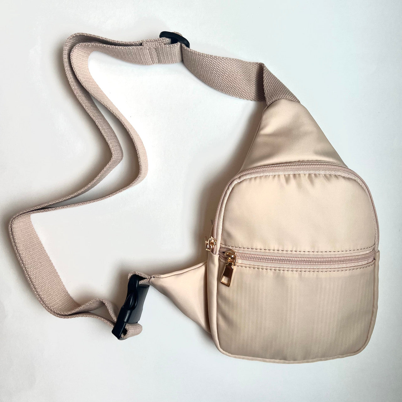 Nylon Sling Bag in Nude