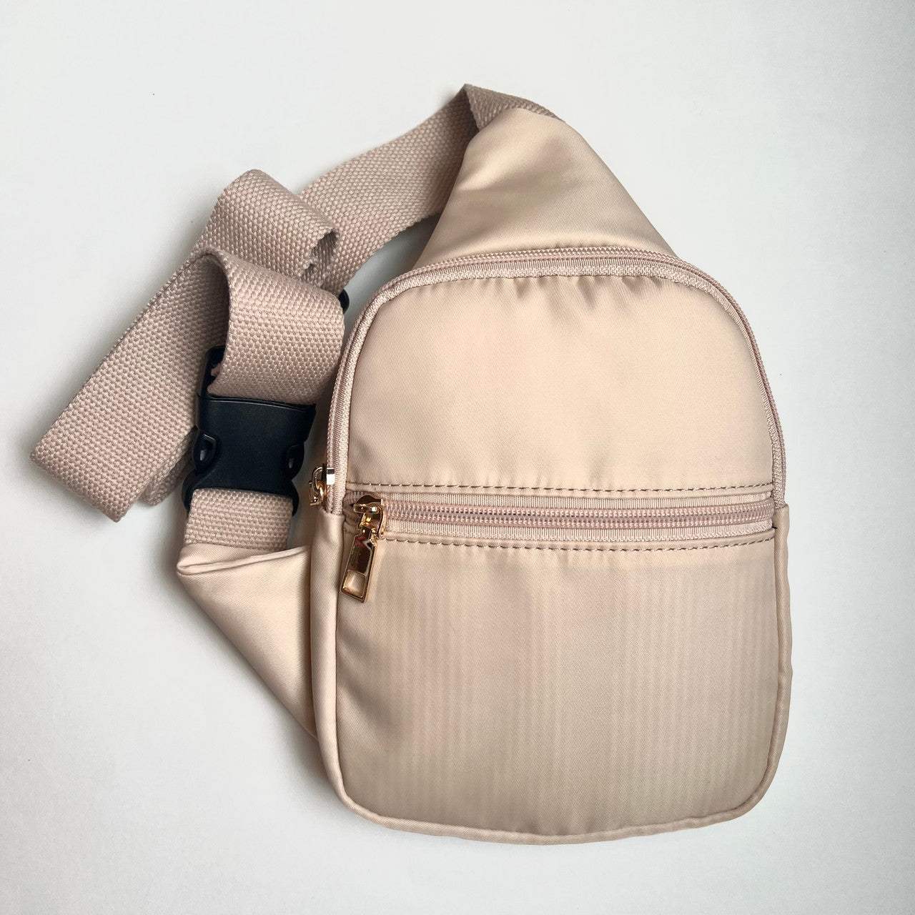 Nylon Sling Bag in Nude