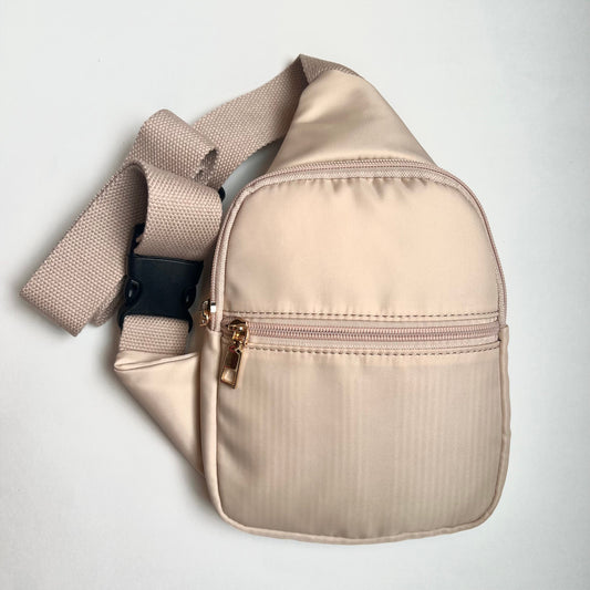 Nylon Sling Bag in Nude