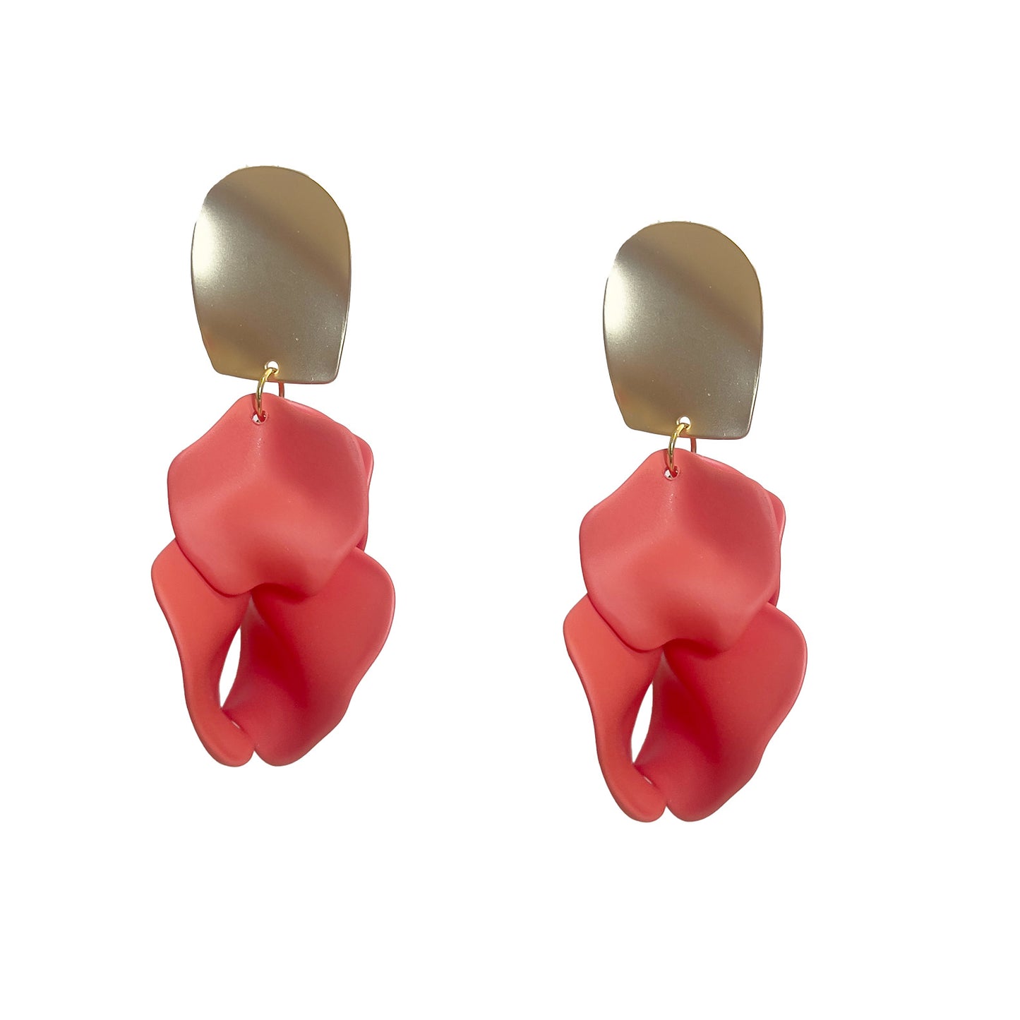 Petal Earrings in Coral