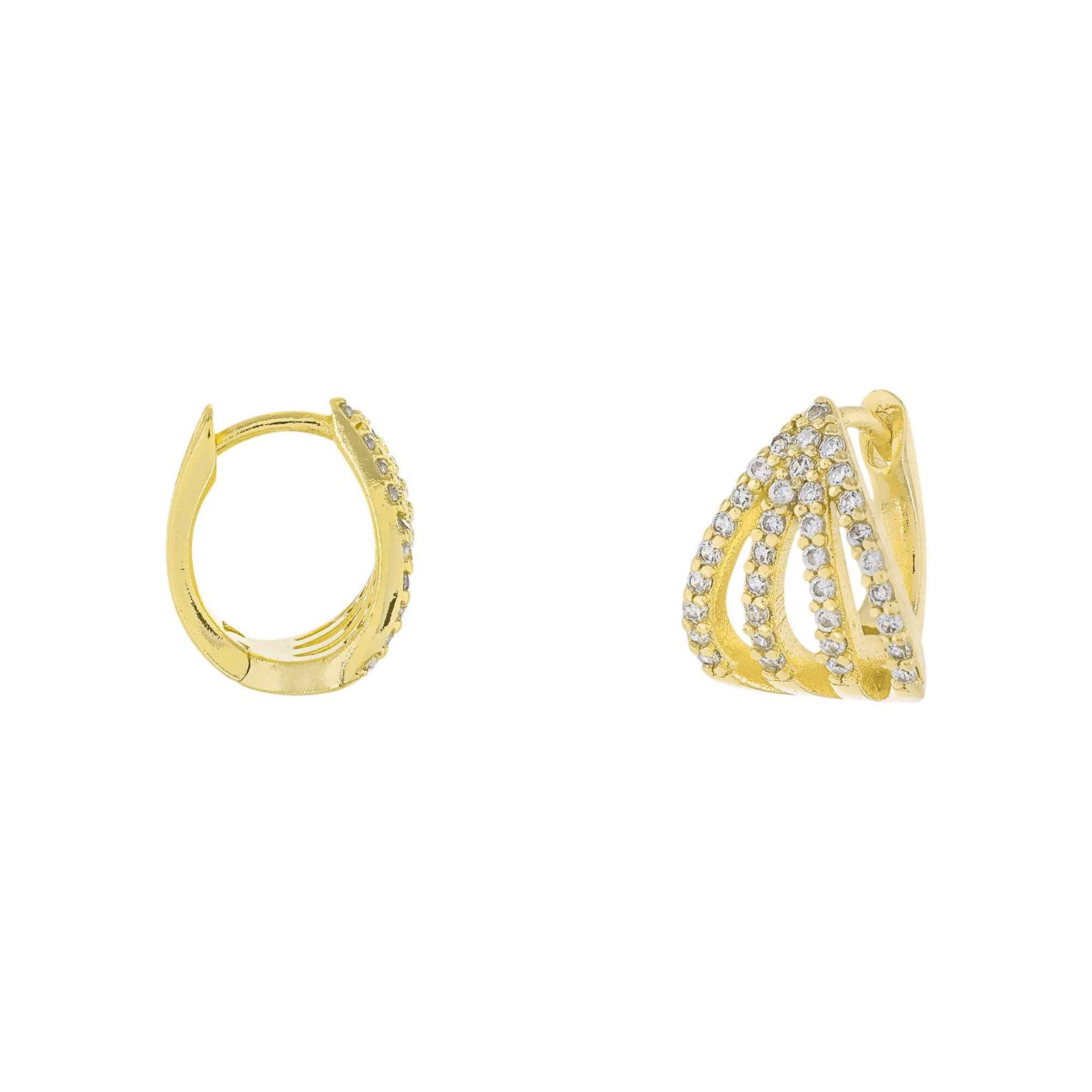 Triple Crystal Huggie Hoop