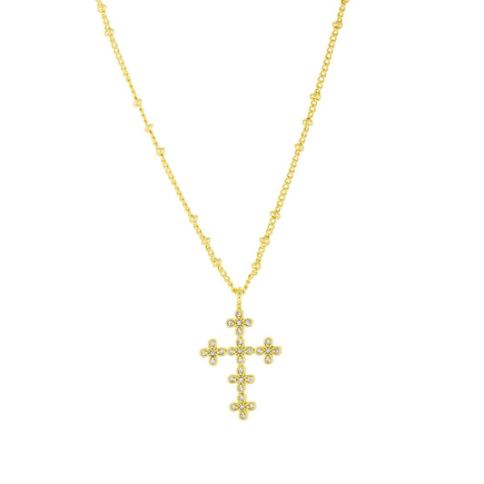 Bezel Crystal Cross Necklace