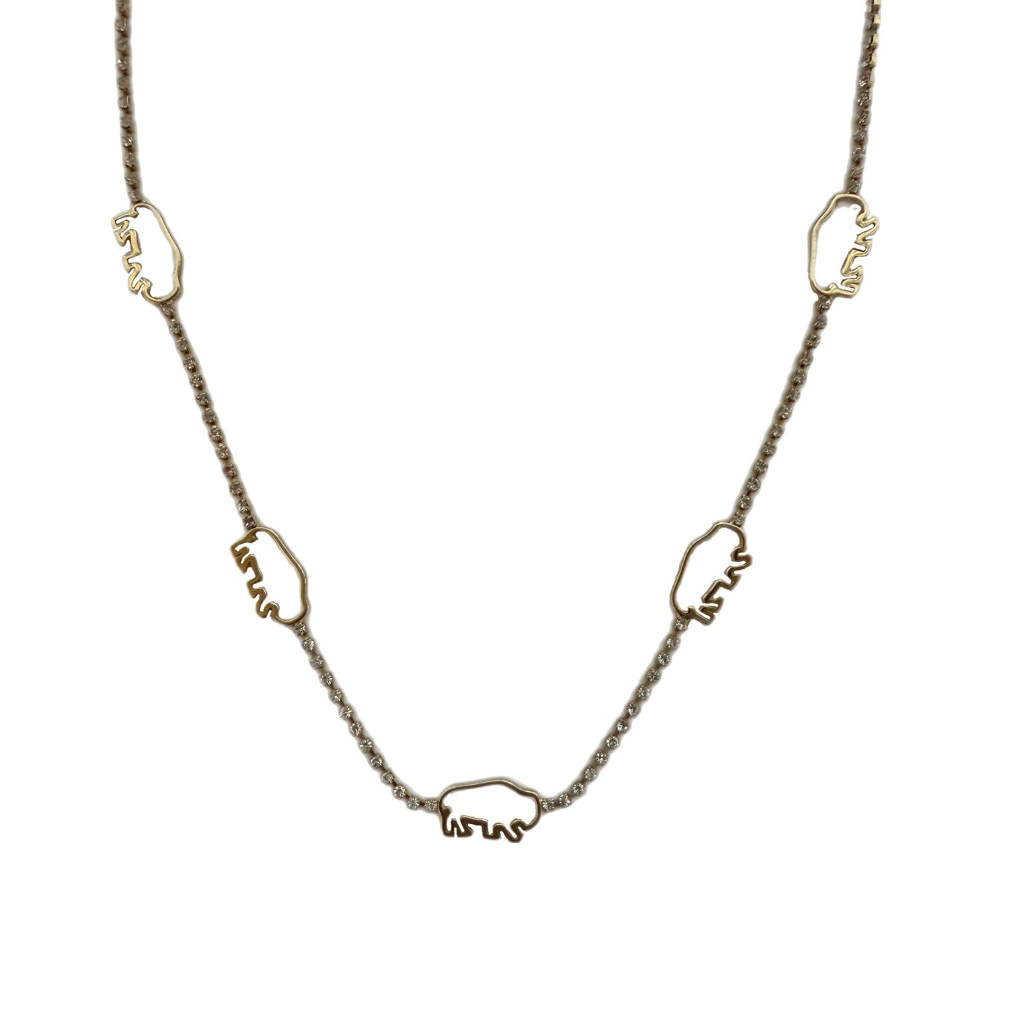 Open Buffalo Pave Station Necklace in Gold