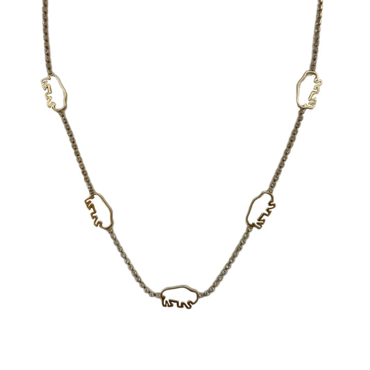 Open Buffalo Pave Station Necklace in Gold