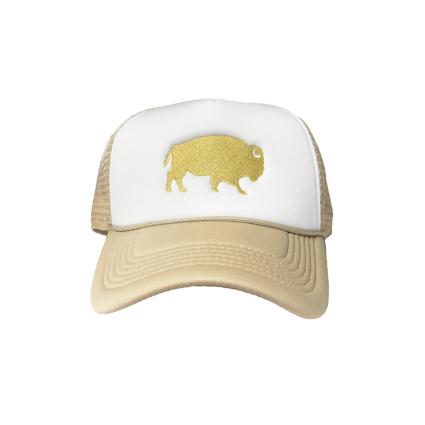 Standing Buffalo Trucker White & Gold