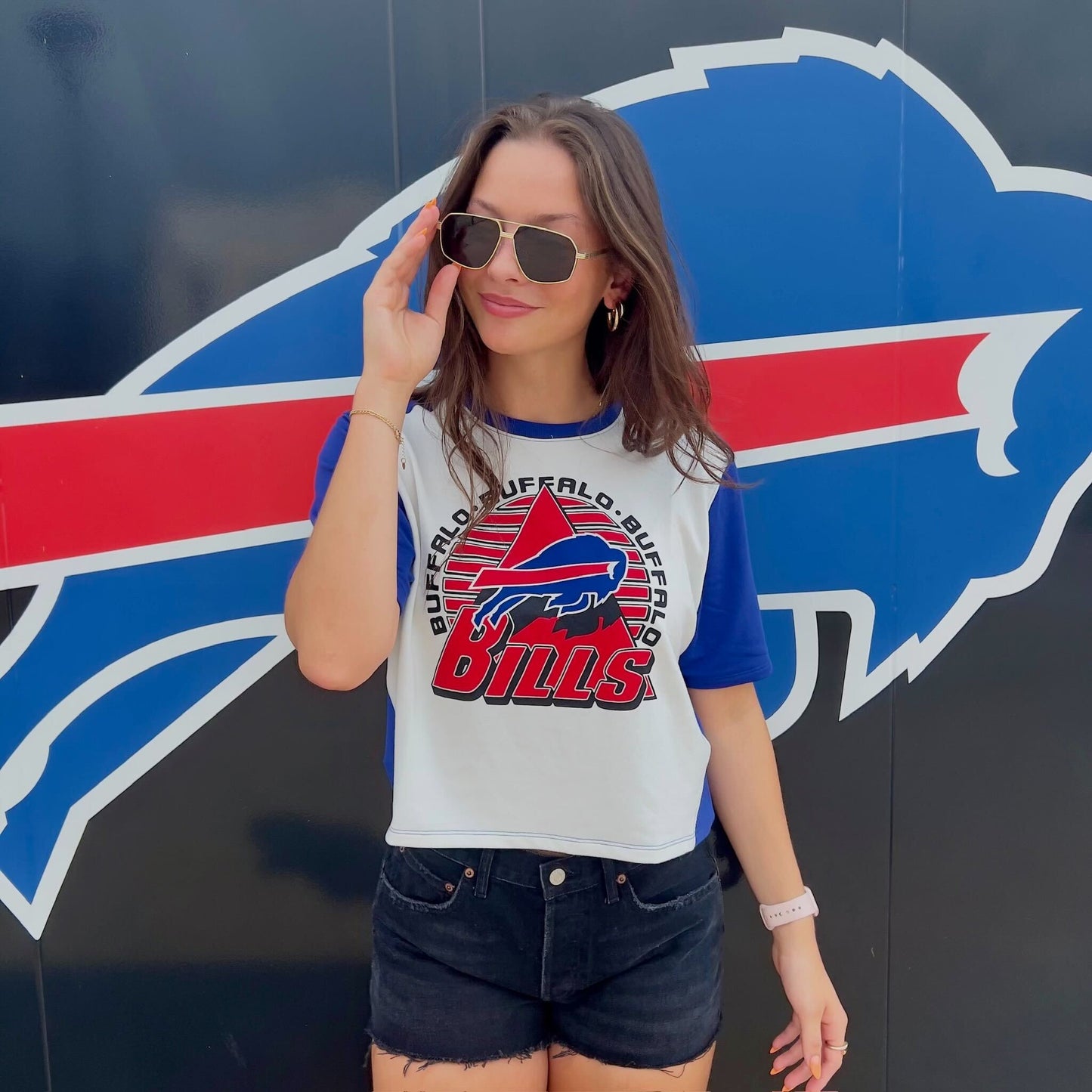 Bills Color Blocked Crop Tee