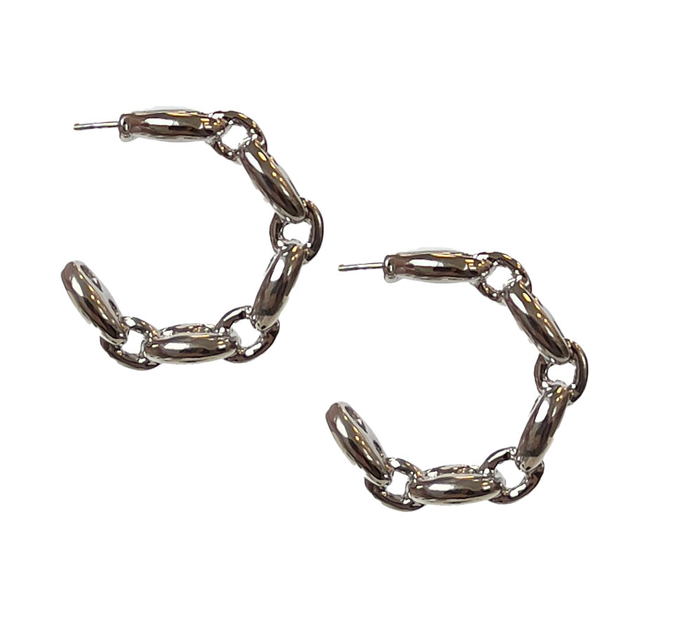 Oval Chain Link Earring Silver