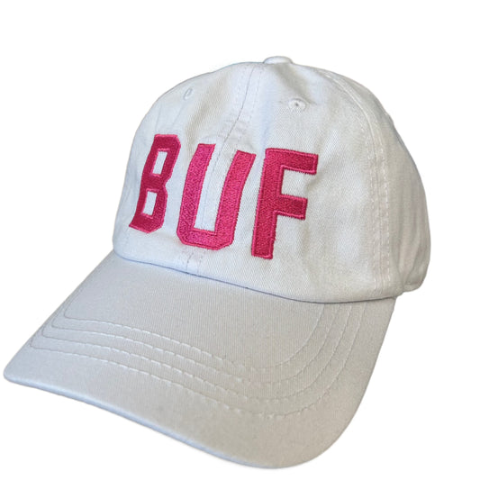 BUF Baseball Cap in White/Neon Pink