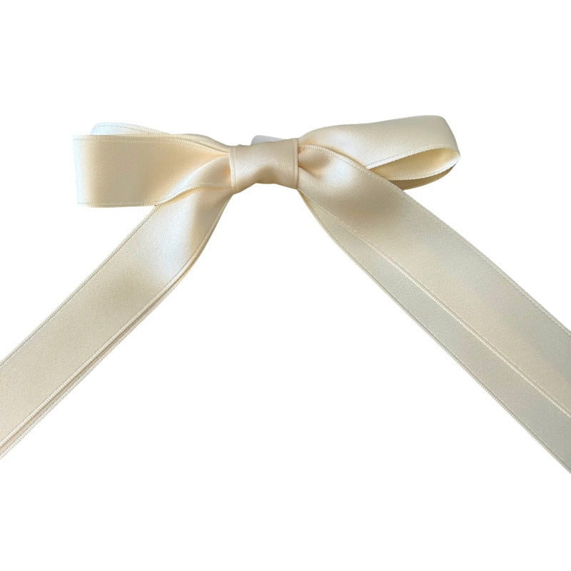 Long Ribbon Hair Bow in Ivory