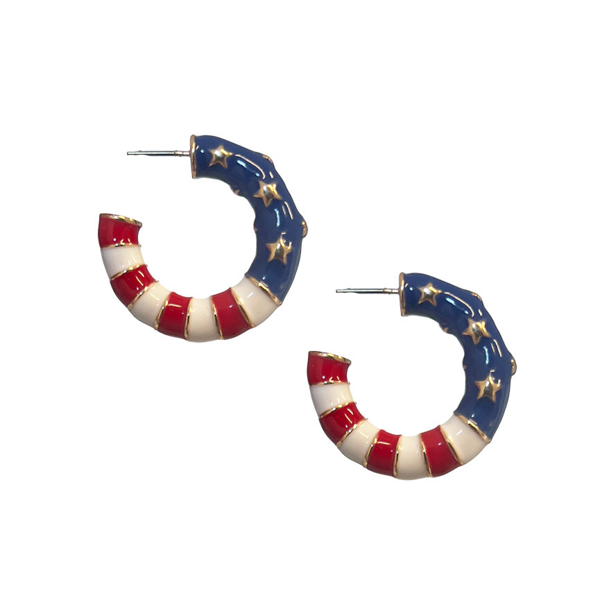 American Flag Hoop Earring