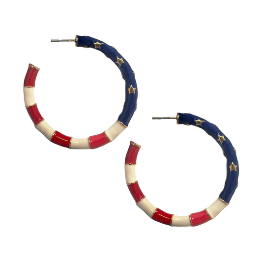 Thin American Flag Hoop Earring