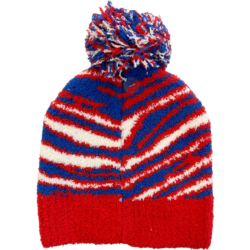 Buffalo Zebra Plush Pom Pom Beanie