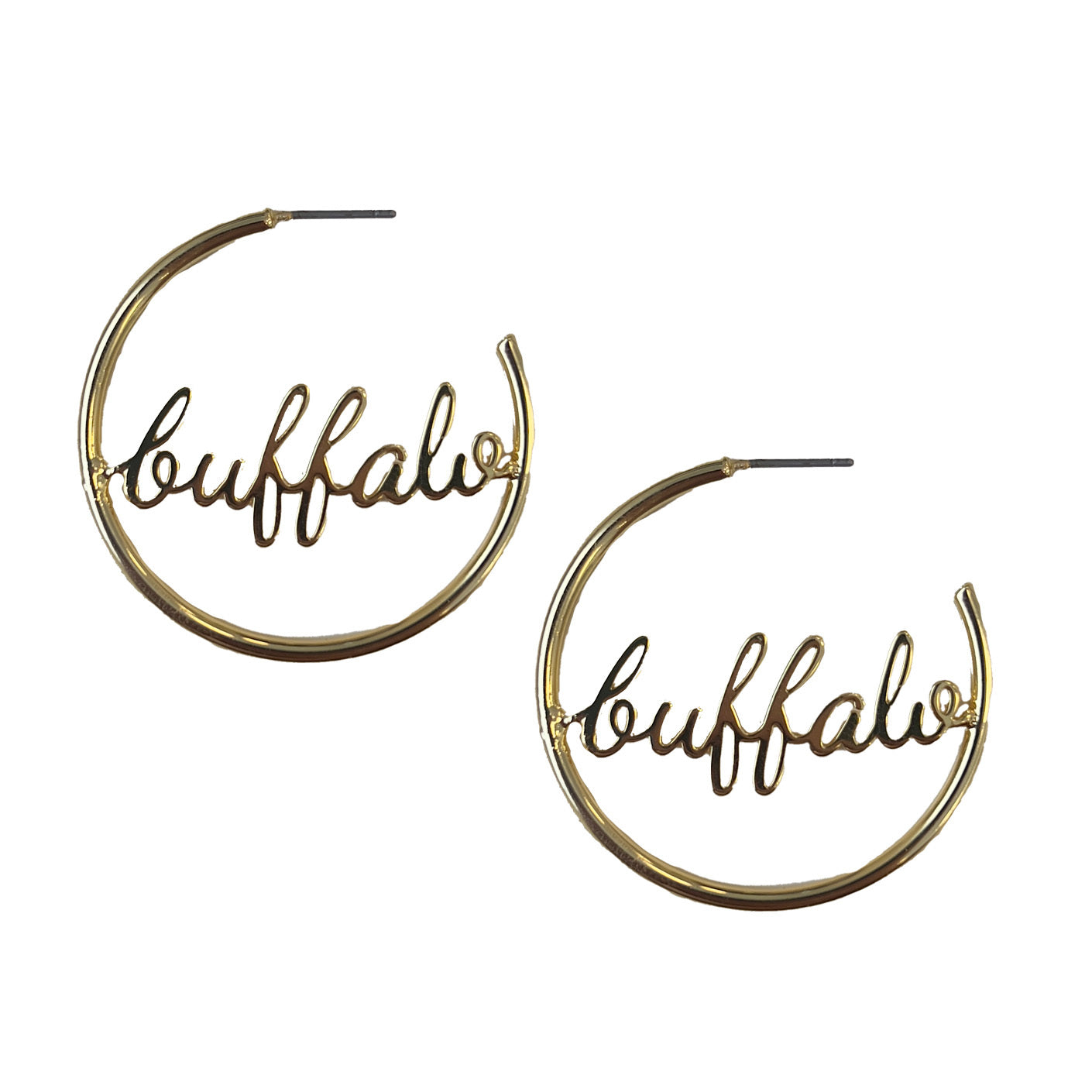 Buffalo Script Hoop Earrings