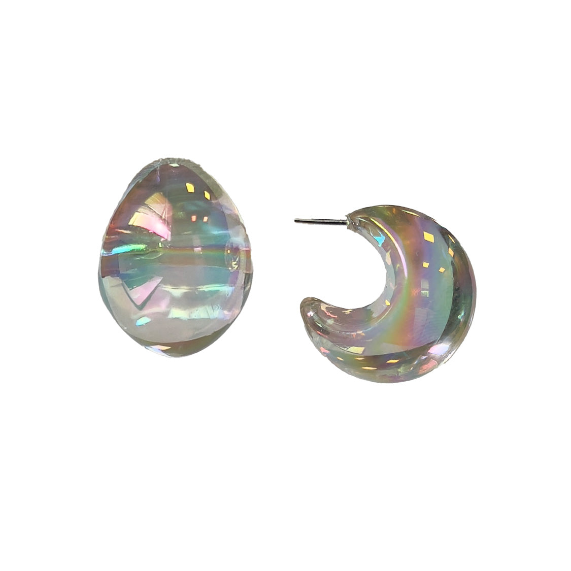 Holographic Teardrop Earrings in Clear