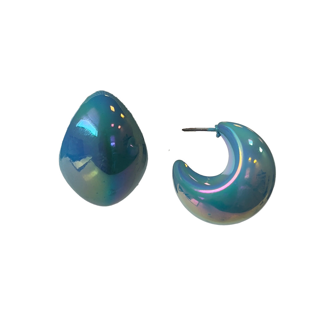 Holographic Teardrop Earrings in Blue