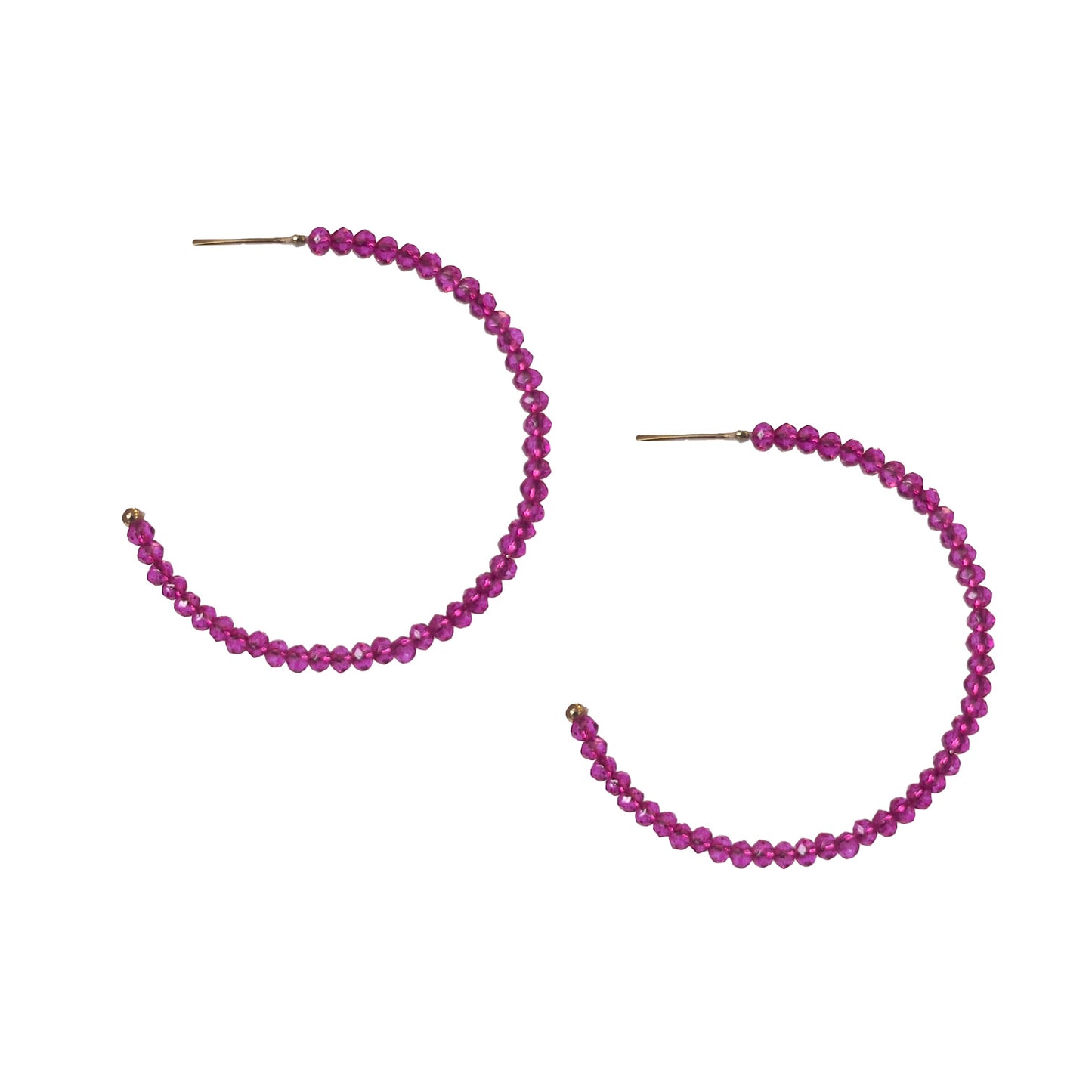 Colored Bead Hoop Earring in Fuchsia