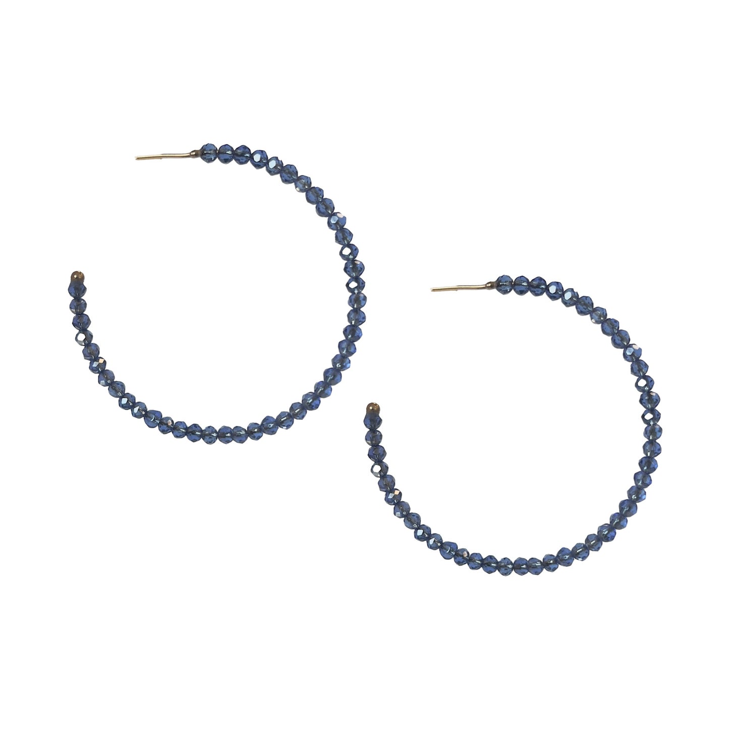 Colored Bead Hoop Earring in Navy