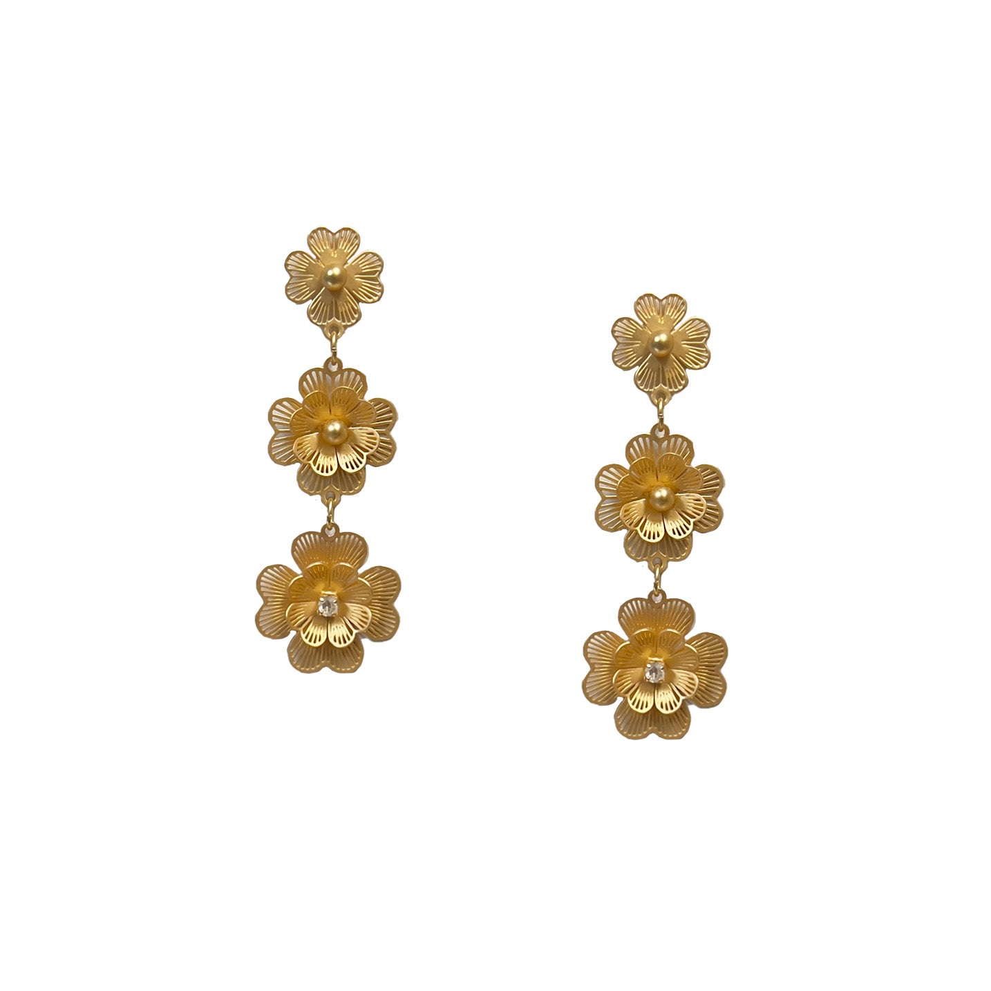 Triple Filigree Flower Earring