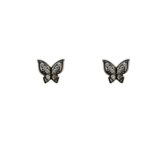 Crystal Butterfly Stud Silver