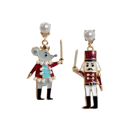 Nutcracker + Mouse King Drop Post Earring