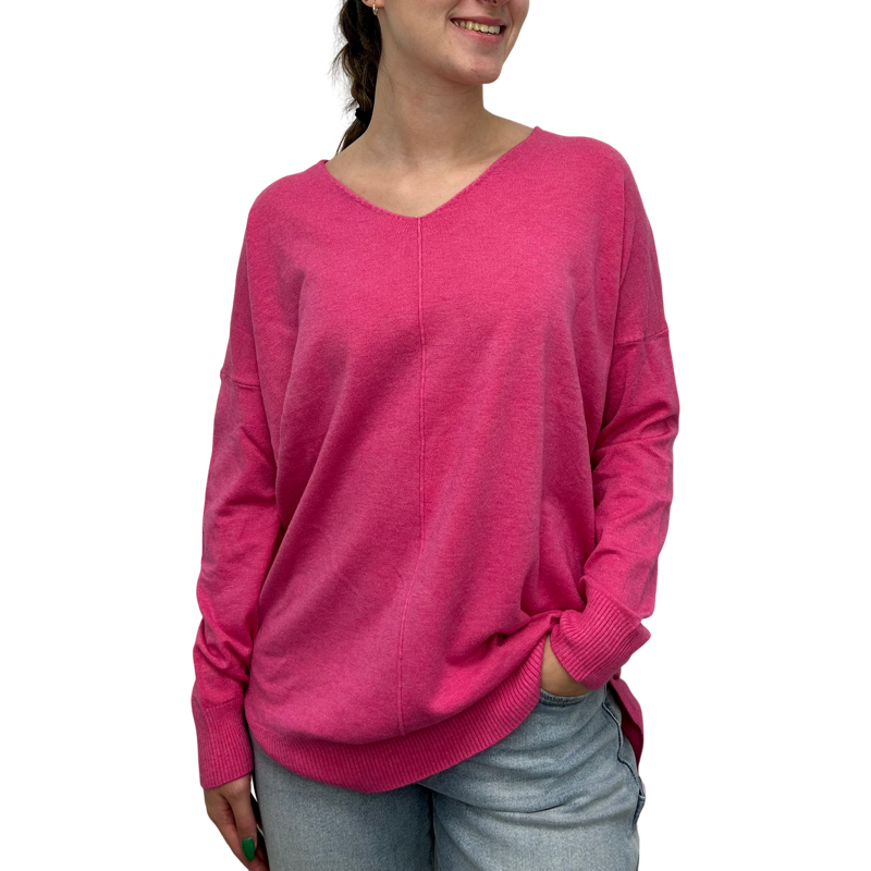 V-Neck Sweater Fuchsia