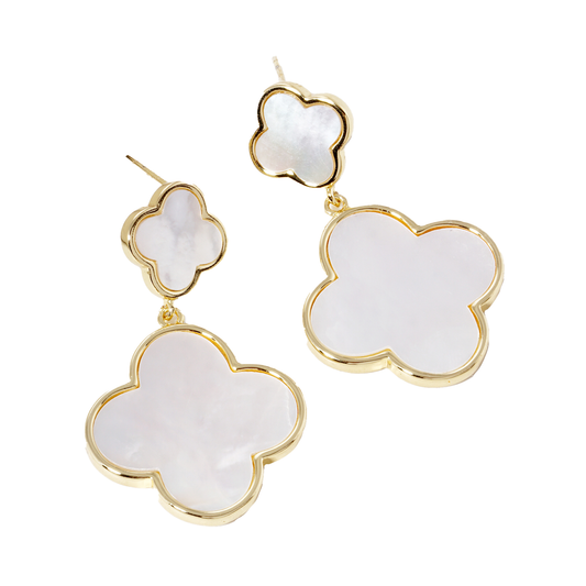 Alahambra Double Drop Earring White