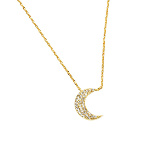 Gold Crystal Moon Necklace