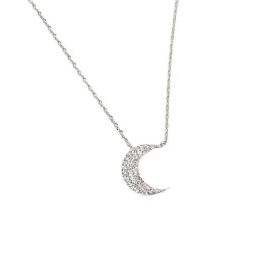 Silver Crystal Moon Necklace