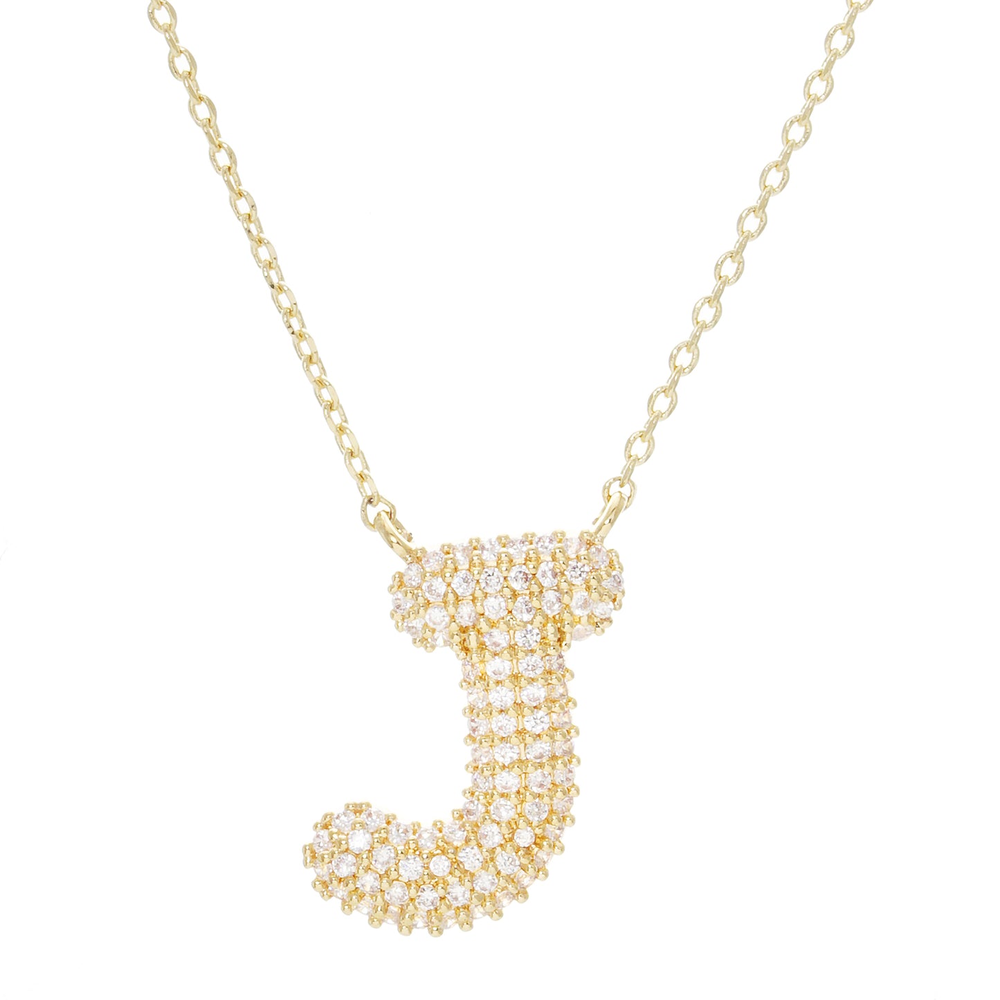 Crystal Puff Initial Necklace J