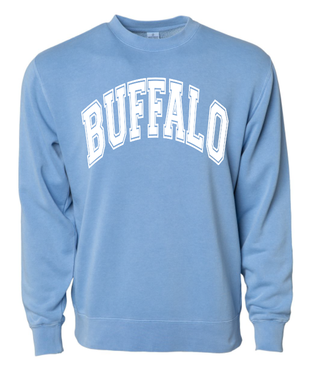 Buffalo Pigment Dye Crew in Light Blue