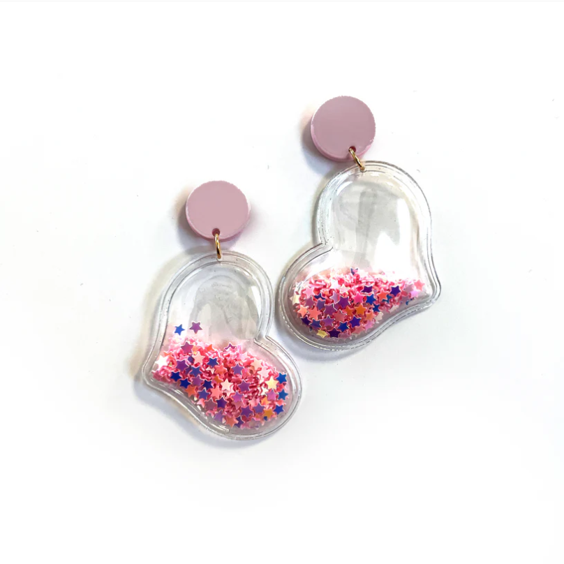 Glitter Heart Earring