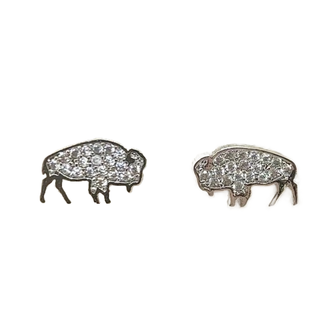 Silver Buffalo Crystal Stud